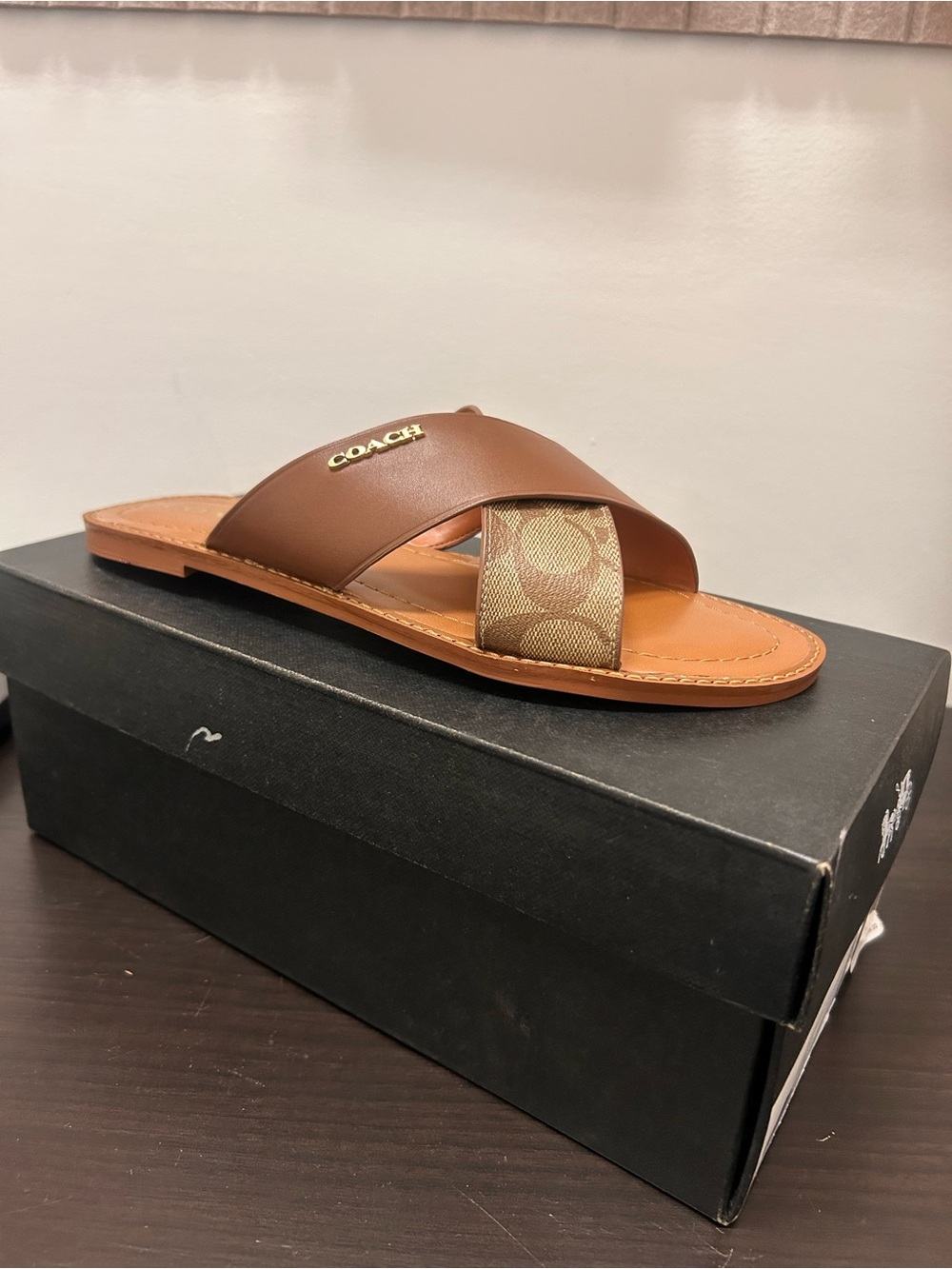 COACH Leather Hilda Slides Sandal In Signature Canvas - Picture 3 of 4